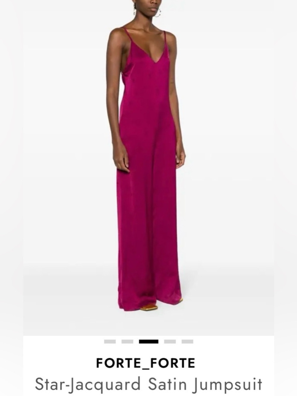 Forte-Forte, Made in Italy. Gorgeous Jacquard Magenta Wide-Leg Jumpsuit - Picture 3 of 9